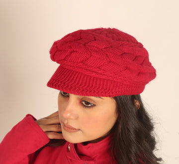 Beret Woolen Warm Cap Red